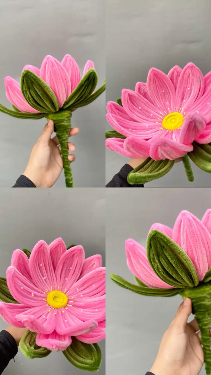 Pink Lotus Stems — handmade pipe cleaner bouquets by Nimantran by Amisha
