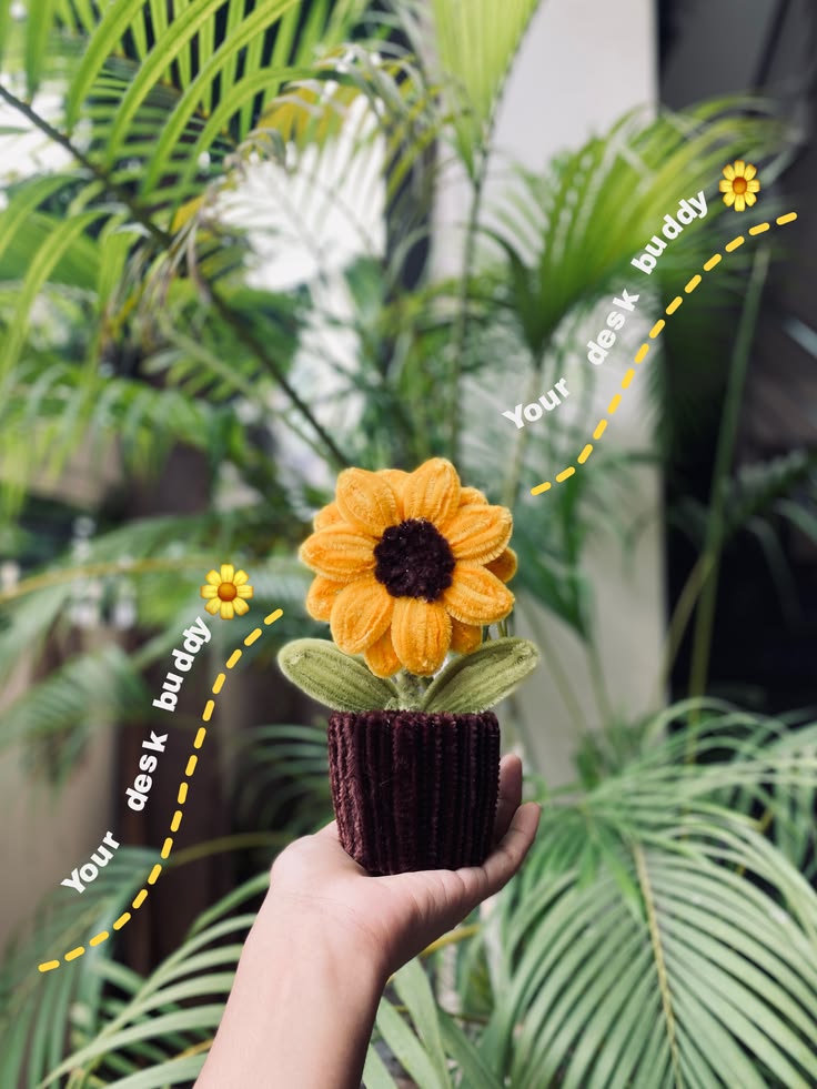 Sunflower Desk Buddy — handmade pipe cleaner home decor by Nimantran by Amisha