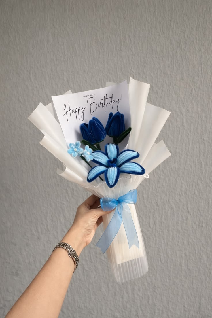 Birthday Blue Bouquet — handmade Forever Blooms gift bouquet by Nimantran by Amisha