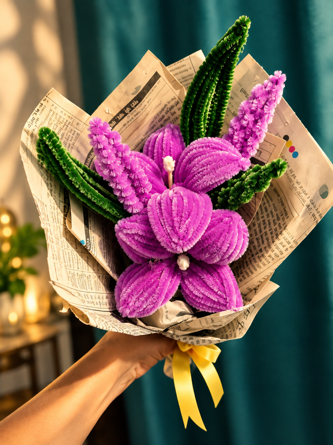 Twilight Orchid Glow Bouquet — handmade Forever Blooms light-up bouquet by Nimantran by Amisha