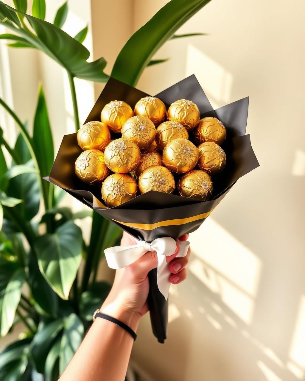 Golden Ferrero Bouquet — handmade chocolate bouquet by Nimantran by Amisha