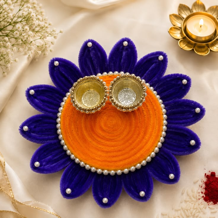 Pooja Thali — handmade Diwali pooja decoration by Nimantran by Amisha