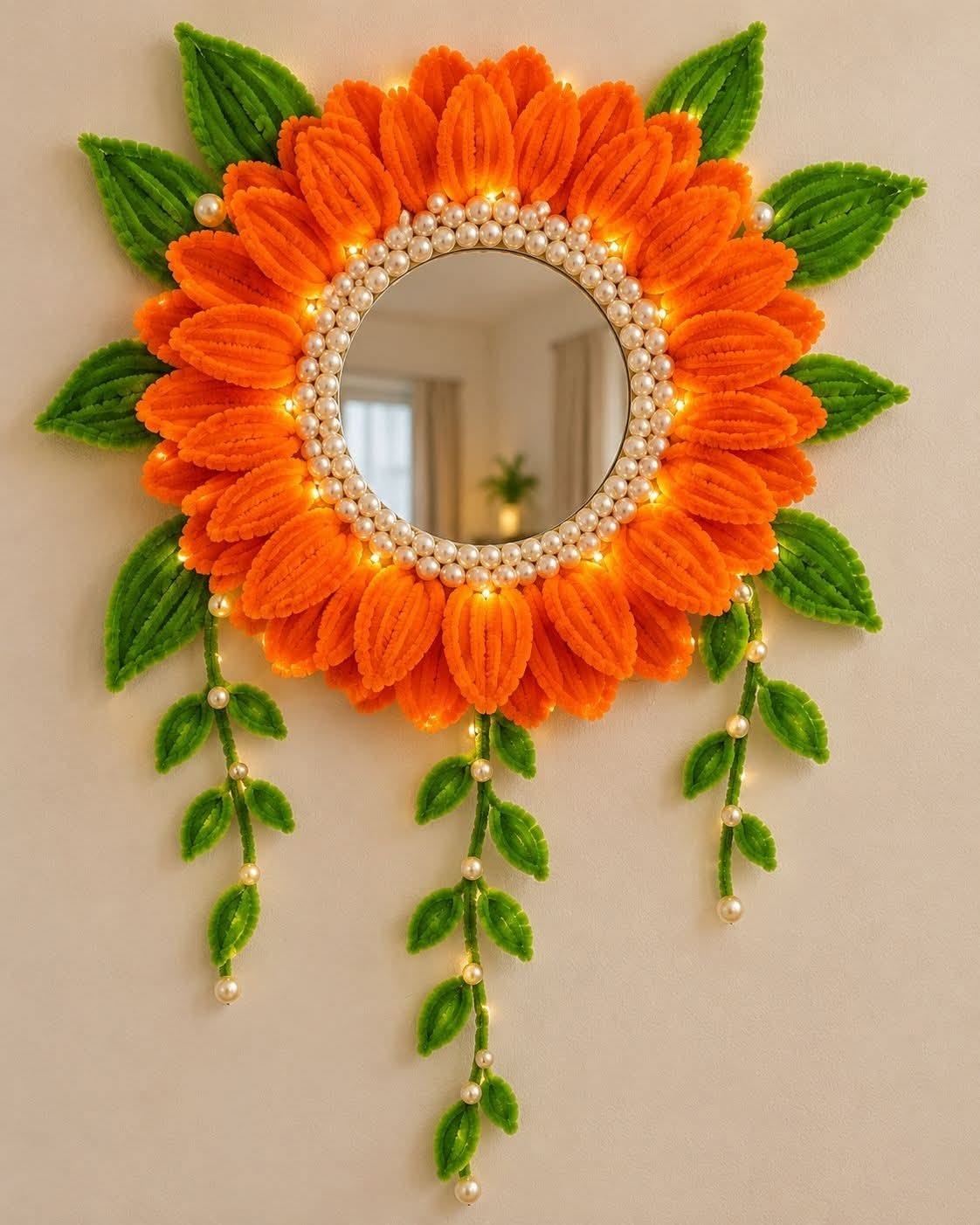 Sunflower Wall Mirror — handmade Diwali wall decor decoration by Nimantran by Amisha