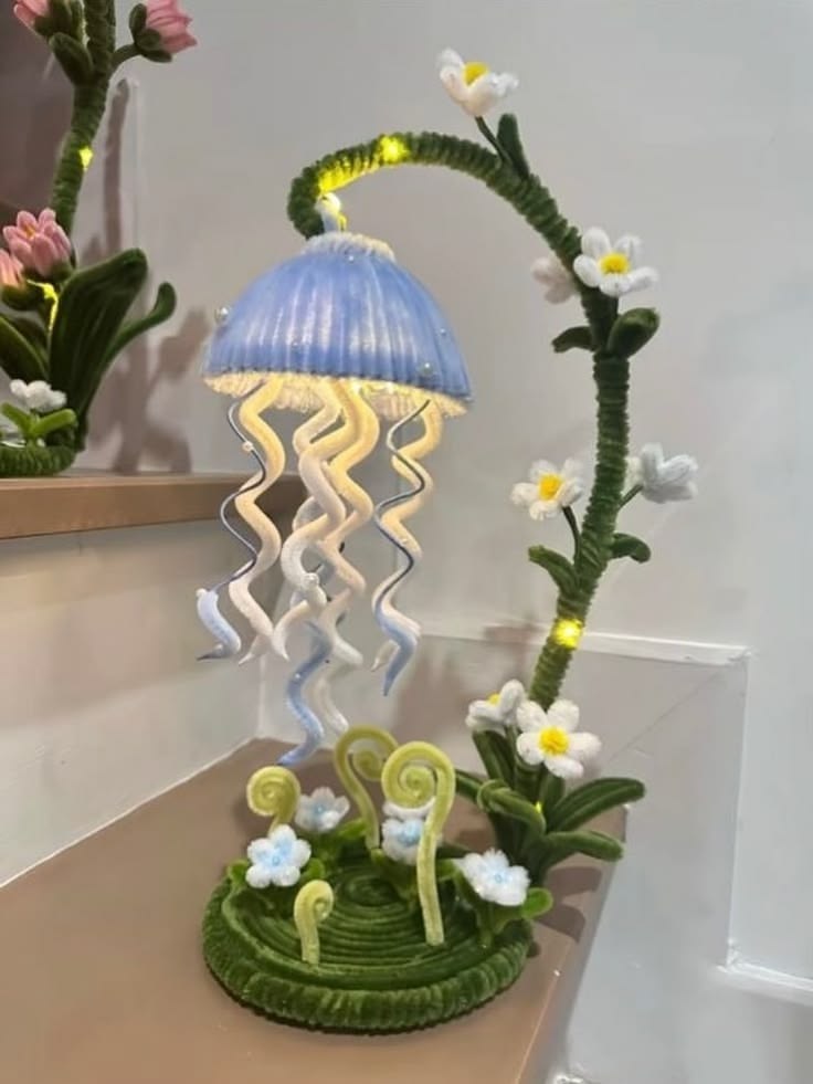 Jellyfish Bloom Lamp — handmade pipe cleaner statement lamp by Nimantran by Amisha