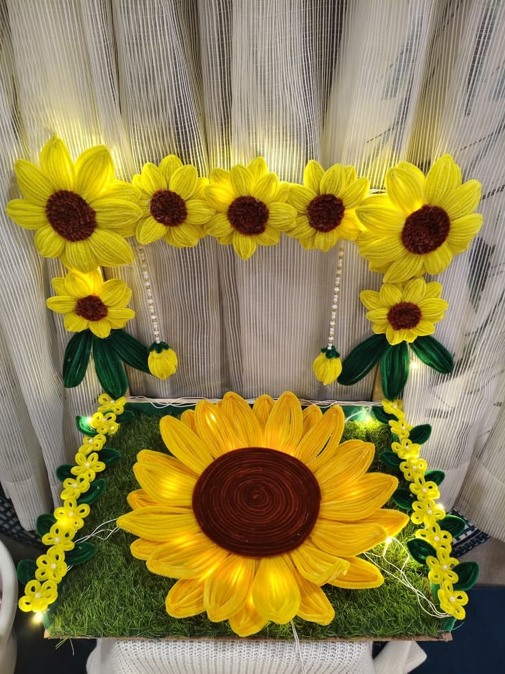 Sunflower Wall Decor — handmade pipe cleaner festive decor by Nimantran by Amisha