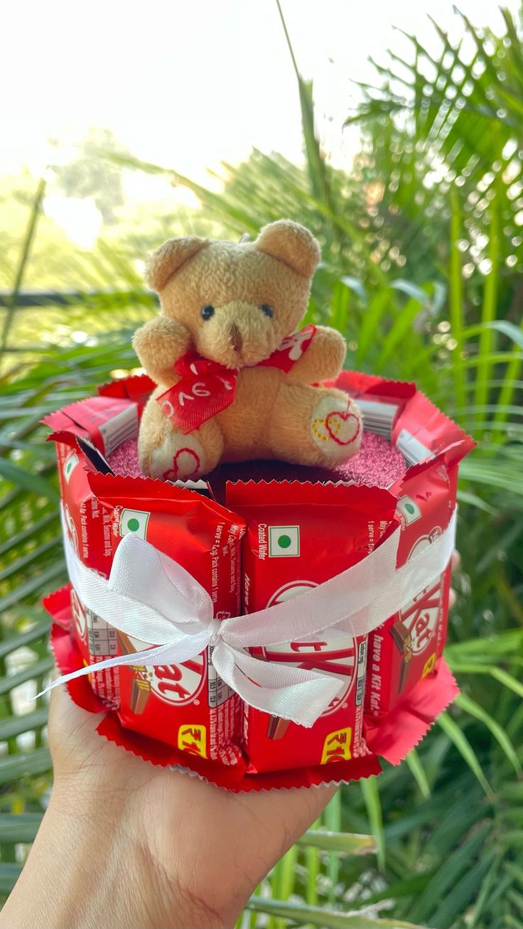 Mini KitKat Teddy Cake — handmade chocolate bouquet by Nimantran by Amisha