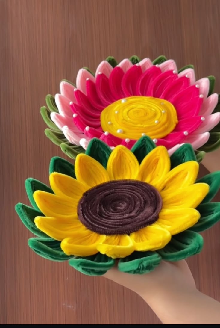 Aasan Pair — Sunflower & Lotus — handmade Diwali pooja decoration by Nimantran by Amisha