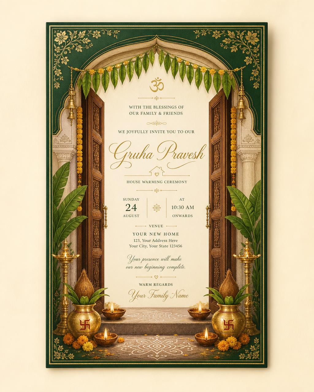 Home entry ceremony digital invitation card sample by Nimantran by Amisha