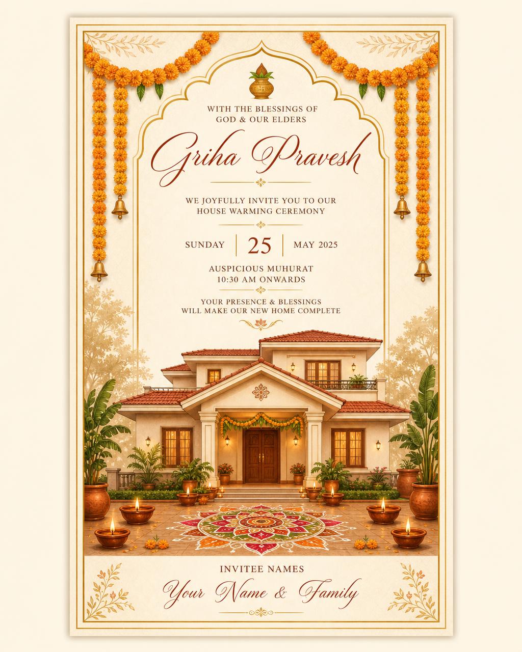 House warming / Griha Pravesh digital invitation card sample by Nimantran by Amisha